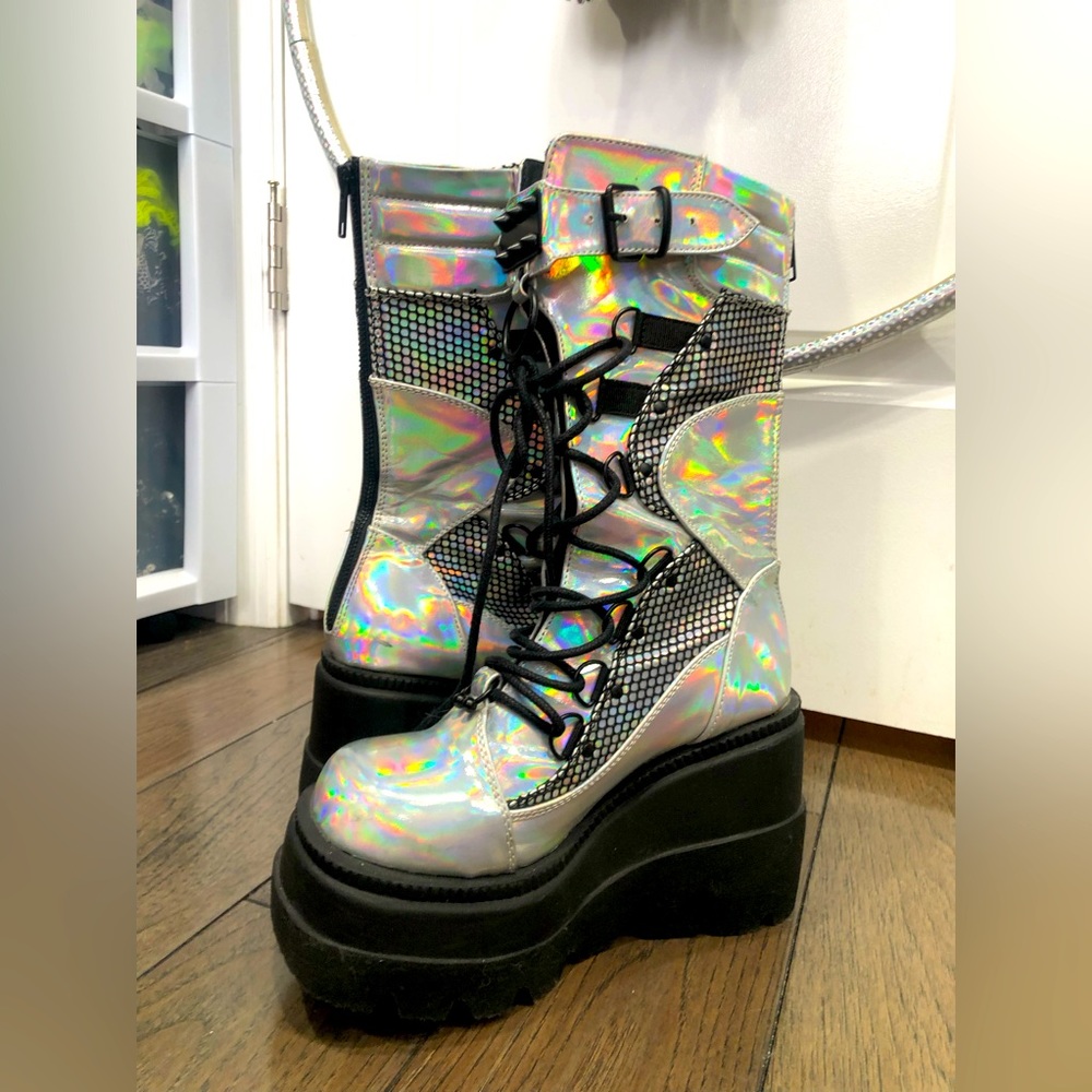 Below the knee Size W8.5 Demonia Platform Boots - only worn a few times